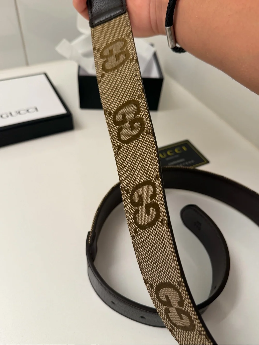 Gucci GG Canvas Double G Belt – Brown/Beige